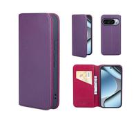 32nd Classic Series 2.0 - Real Leather Book Wallet Flip Case Cover For Google Pixel 10 / Pixel 10 Pro, With RFID Blocking Card Slot, Magnetic Closure and Built In Stand - Aubergine