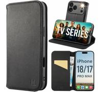 32nd Classic Series 2.0 - Real Leather Book Wallet Flip Case Cover For iPhone 18 Pro Max/iPhone 17 Pro Max (6.9"), With RFID Blocking Card Slot, Magnetic Closure and Built In Stand - Black