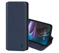 32nd Classic Series 2.0 - Real Leather Book Wallet Flip Case Cover For Motorola Moto Edge 30, Real Leather Design With Card Slot, Magnetic Closure and Built In Stand - Navy Blue