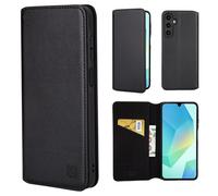 32nd Classic Series 2.0 - Real Leather Book Wallet Flip Case Cover For Samsung Galaxy A16 5G / 4G, With RFID Blocking Card Slot, Magnetic Closure and Built In Stand - Black