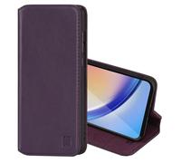 32nd Classic Series 2.0 - Real Leather Book Wallet Flip Case Cover For Samsung Galaxy A35, With RFID Blocking Card Slot, Magnetic Closure and Built In Stand - Aubergine