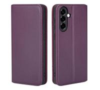32nd Classic Series 2.0 - Real Leather Book Wallet Flip Case Cover For Samsung Galaxy A37 5G, With RFID Blocking Card Slot, Magnetic Closure and Built In Stand - Aubergine