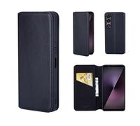 32nd Classic Series 2.0 - Real Leather Book Wallet Flip Case Cover For Sony Xperia 1 VIII, With RFID Blocking Card Slot, Magnetic Closure and Built In Stand - Black