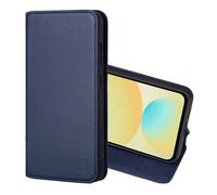 32nd Classic Series V2.0 - Real Leather Book Wallet Case Cover for Samsung Galaxy S24 FE - Navy Blue