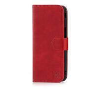 32nd Essential Series - Book Wallet PU Leather Flip Case Cover For Samsung Galaxy J6 Plus (2018), Design With Card Slot and Magnetic Closure - Red