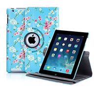 32nd Floral Series - Design PU Leather Book Folio Case Cover for Apple iPad 2, 3 & 4, Designer Flower Pattern Flip Case With Built In Stand - Spring Blue