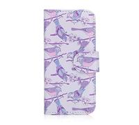 32nd Floral Series - Design PU Leather Book Wallet Case Cover for Apple iPhone 5, 5S, Designer Flower Pattern Wallet Style Flip Case With Card Slots - Iris Birds