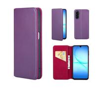 32nd Real Leather Wallet Case For Samsung Galaxy A18 / A17, Aubergine | RFID Blocking Card Slot, Magnetic Closure, Built In Kickstand, Shockproof TPU Shell, Classic Book Flip Folding Cover