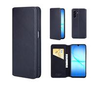 32nd Real Leather Wallet Case For Samsung Galaxy A18 / A17, Black | RFID Blocking Card Slot, Magnetic Closure, Built In Kickstand, Shockproof TPU Shell, Classic Book Flip Folding Cover
