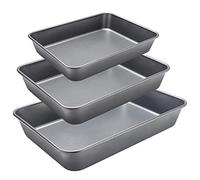 32nd Set of 3 Durable Carbon Steel Non-Stick Oven Roasting Pan - Set Includes: 1 X Small, 1 X Medium and 1X Large