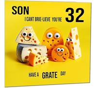 32nd Son Birthday Card for Son - Cheese Pun Funny Son's Birthday Card for 32 Year old thirty two, thirty second