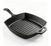 32nd Square Cast Iron Ribbed Griddle Pan, 26cm X 26cm | Suitable for Electric, Gas & Induction Hobs,Pre-Seasoned Non-Stick, Oven Safe Heavy Duty Skillet