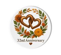32nd Wedding Anniversary, Bronze Theme Fridge Magnet: Cute Handmade Keepsake for Wife Husband Couples