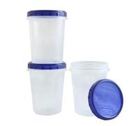 [32Oz - Blue - 3 Pk] Twist Top Food Storage Containers Leak-Proof, Airtight Soup Storage Canisters with Screw & Seal Lids BPA-Free, Stackable, Reusable Kitchen Essentials 32-Ounce