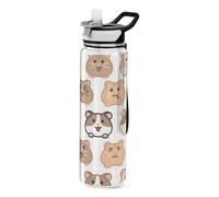 32oz Cartoon Cute Brown Hamster Water Bottle with Spout Lid Tritan Clear BPA Free non toxic Water Jug with Handle for Working Portable