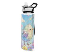 32oz Cartoon Cute Fake Sequin Bird Sport Water Bottle with Straw Tritan BPA Free Lead non toxic Leak Proof Plastic Water Bottle for Working Portable