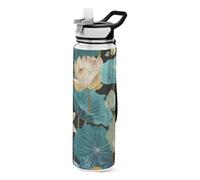 32oz Elegant Water-lilies Blue Retro Simply Modern Water Bottle Tritan In BPA Free non toxic Jug Water Bottle for Working washable