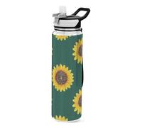 32oz Fake Glitter Cartoon Sunflower Green Sport Water Bottle Tritan In BPA Free non toxic Plastic Water Bottle with Strap for Yoga washable