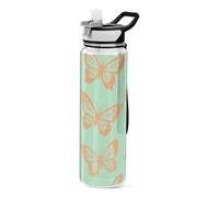 32oz Fake Glitter Sequins Butterfly Green Sports Water Bottle Tritan BPA Free non toxic Water Jugs for Drinking for Yoga