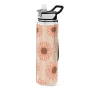 32oz Fake Glitter Sequins Sunflower Pink Slim Water Bottle for Travel Tritan Free BPA non toxic Plastic Sports Water Bottle for Working washable