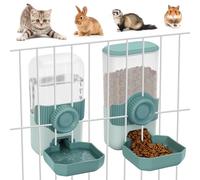 32oz Hanging Pet Food and Water Dispenser Set, Auto Gravity Dog Kennel Feeder and Water Dispenser, Cage Cat Food Bowl Dog Feeding Station for Puppy, Rabbit, Ferret, Kitten, Chinchilla, Hedgehog