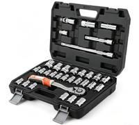 32Pc 1/2 Drive Socket Set 8-32mm 72T Ratchet | 72-tooth ratchet, reversible switch, tight space for access, for smooth operation, 1/2 inch drive