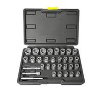 32pc Bolt Removers Tool Set with Generic 1/4 3/8Inch Drives Compatibility Alloy Construction Delicate Storage Case Industrial Grades Nut Extractors Set