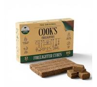 32pc Firelighter Cubes, 190g, Cook's Natural Firelighter Cubes, Compact Small Pack for BBQ, Stoves & Fireplaces (1-Box, 32pcs)