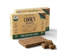 32pc Firelighter Cubes, 190g, Cook's Natural Firelighter Cubes, Compact Small Pack for BBQ, Stoves & Fireplaces (2-Box, 64pcs)