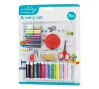 32pc Sewing Kit - Multicoloured - Includes Thread, Needle & Accessories for Home Craft, Emergency Clothes Repair - By Ashley
