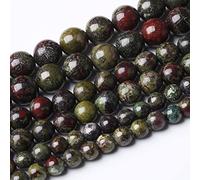 32PCS 12MM Natural Dragon Blood Stone Beads Round Loose Stone Beads for Jewelry Making DIY Energy Stone Healing Power Bracelet 15" (uk9,10114)