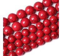 32pcs 12mm Natural Stone Beads Red Turquoise Gemstone Round Loose Beads for Jewelry Making Crystal Energy Stone Healing Power DIY Bracelets