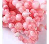 32pcs 12mm Pink White Natural Persian Jade Beads Round Gemstone Loose Beads for Jewelry Bracelet Necklace Making 15'' (Pink Persian Jade, 12mm)