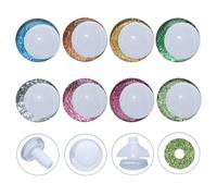 32Pcs 3D Glitter Safety Eyes and Washers for Amigurumi Crochet - Thalinfayi 8Colors White Pupils Strabismus Safety Eyes Crochet Amigurumi Eyes for Amigurumi, Crafts, Crochet Doll DIY Making Supplies