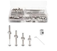 32pcs Baby Bed Crib Screws Hardware Replacement Kit- M6x40mm/ 50mm/ 60mm/ 70mm/ 80mm Hex Drive Socket Cap Screws Barrel Nuts Assortment Kit for Beds Headboards Chairs Furniture.