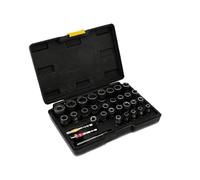 32Pcs Bolt Extractor Set, Impact Socket Nut Remover Kit with 1/4" 3/8" Drive Adapters & Knockout Pin, CR-MO Steel for Removing Stripped, Rusted, Frozen, Rounded Bolts, Nuts & Screws