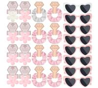 32pcs Bridesmaid Proposal Gifts Bridesmaid Hair Claws Bridesmaid Flower Claw Clips Bridesmaid Satin Silk Hair Scrunchies Bridesmaid Heart Sunglasses Girls Gifts Bachelorette Party Favors(White&Pink)