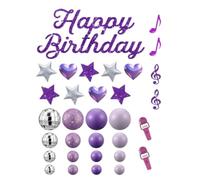 32PCS Cake Decorations Stylish Disco Balls,Purple Music Cake Topper Set,Mini Disco Round Ball C-ake Toppers,Reusable,Lightweight,Simple To Use,For Birthday Cakes,Dance Floors,Table Centerpieces