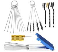 32Pcs Carburetor Cleaning Kit, Airbrush Cleaning Kit, Carbon Dirt Jet Remove Cleaner, Carburetor Jet Cleaning Tools, 10 Cleaning Needles/5 Nylon Brushes/13 CleaningWires/1 Sharpen Pick Tool/3 Brushes