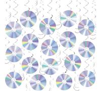 32pcs CD Spiral Decoration, Retro Hanging Banner with CD Cutouts, Colorful CD Decoration, for Decade Birthday Party Y2K Disco