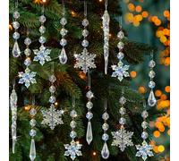 32pcs Christmas Decoration Crystal Ornaments - Iridescent Christmas Tree Ornaments Acrylic Snowflakes Drop Icicle Pendants Hanging Ornaments for Xmas Tree Winter Holiday Frozen Party Decorations