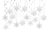 32pcs Christmas Snowflake Ceiling Decorations, Christmas Hanging Swirls Decorations, Silver Snowflakes Hanging for Xmas New Year Holiday Party Decor