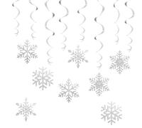 32pcs Christmas Snowflake Decorations Hanging Swirls, Snowflakes Silver Ceiling Decorations, Xmas Silver Snowflakes for Christmas Tree Xmas New Year Party Supplies
