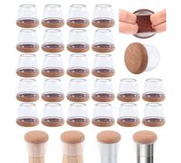 32PCS Clear Round Silicone Floor Protectors with Felt, Felt Furniture Pads, Chair Leg Caps Covers, No Scratches and Reduce Noise (Fit: 1.1''-1.45'', Clear)