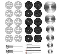 32Pcs Cutting Wheels for Dremel Rotary Tool, Cutting Disc Set 6Pcs HSS Circular Saw Blades with 1/8" Shank 10Pcs Diamond Cutting Wheels 10Pcs Resin Cutting Discs for DIY-Craft Wood Glass Metal Stone