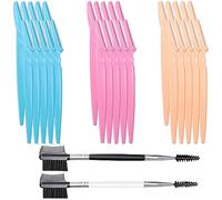 32PCS Dermaplaning Blades with Eyelash Brush, Eyebrow Razors Facial Hair Remover Face Razors Multipurpose Exfoliating Face Razor Dermaplaning Tool Blades Shaver Trimmer Shaper for Women and Men