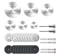 32Pcs Diamond Cutting Discs, 22mm & 25mm & 32mm & 35mm & 44mm & 50mm Fine Diamond Coated Cutting Discs with Fiberglass Core for Rotary Tool, Angle Grinder Discs for Porcelain Ceramic Glass Metal