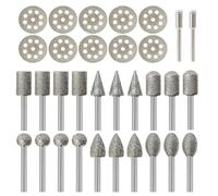 32Pcs Dremel Bits Diamond Grinding Bit Set, Dremel Accessory Multi Tool, Rotary Router Tool Accessories with 3mm Shank Cutting Wheel for Stone Glass Jewelry Carving, Engraving & Polishing