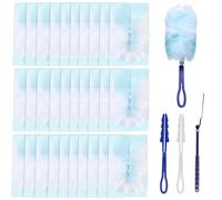 32Pcs Duster Refills Kit, Compatible with Flash Dust Magnet, Telescopic Extendable Handle, Fluffy Feather-Like Powerful Microfiber Dusters & Dusting Brush for Quick Cleaning Home, Office, Car & Blind