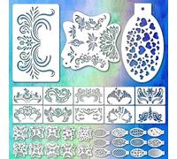 32Pcs Face Paint Stencils, Kids Tattoo Painting Templates, Reusable Face Paints Template for Animal Fairy Graffiti Carnival Outfit Christmas Birthday Party Drawing & Lettering Aids-FacePaintStencils